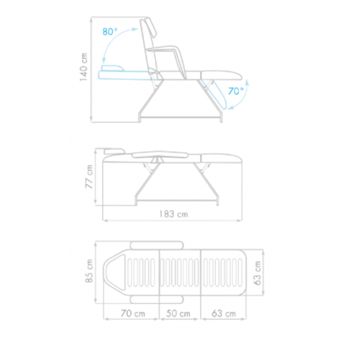 Фиксирана кушетка 3 Cuerpos - 180 x 63 x 75 cм, град София | Фризьорско / Козметично - снимка 7