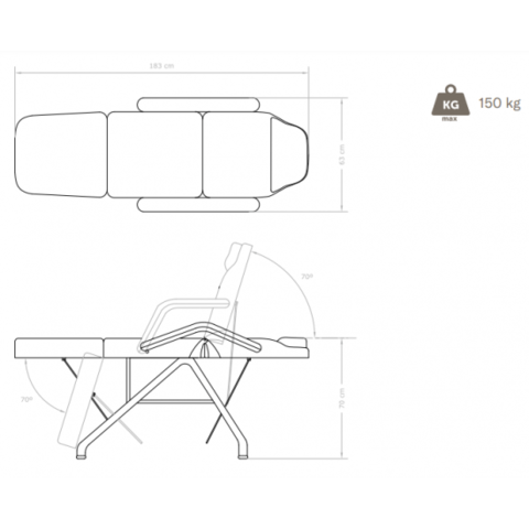 Фиксирана кушетка Kraz 183 х 63/83 х 70 см, град София | Фризьорско / Козметично - снимка 5