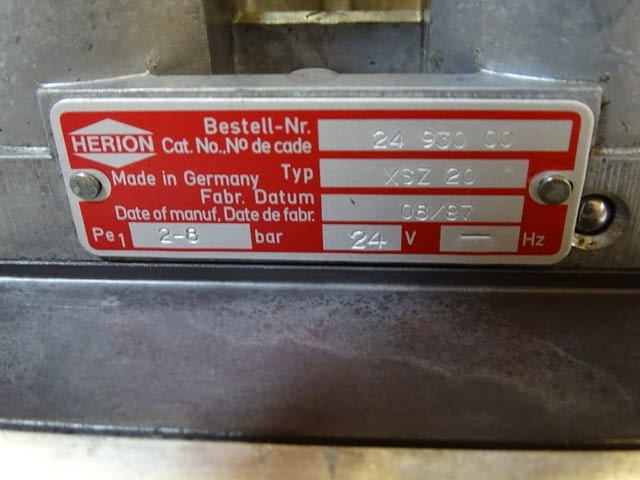 Пневматичен разпределител за преси HERION XSZ 20 press safety valve 24VDC 2/8Bar - снимка 7