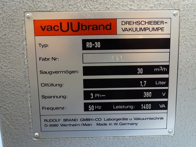 Вакуум помпа Vacuubrand RD-30 rotary vane pump 380V 30 m3/h, city of Plovdiv - снимка 3