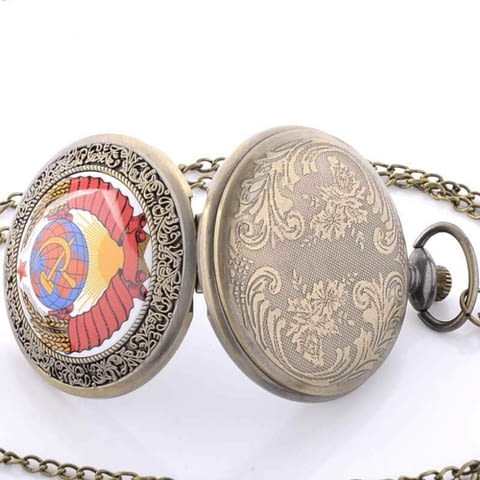 Нов часовник с герба на Съветския съюз СССР комунизъм соц Русия Ленин Путин Сталин джобен - снимка 5