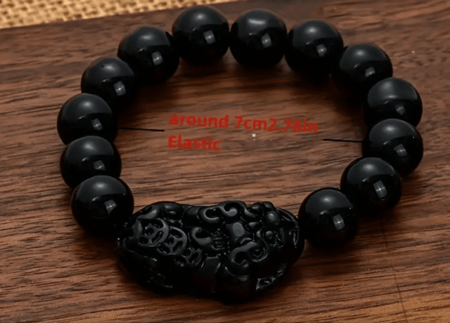 Гривна за късмет 12 мм Oбcидиaн - град Монтана | Гривни - снимка 1