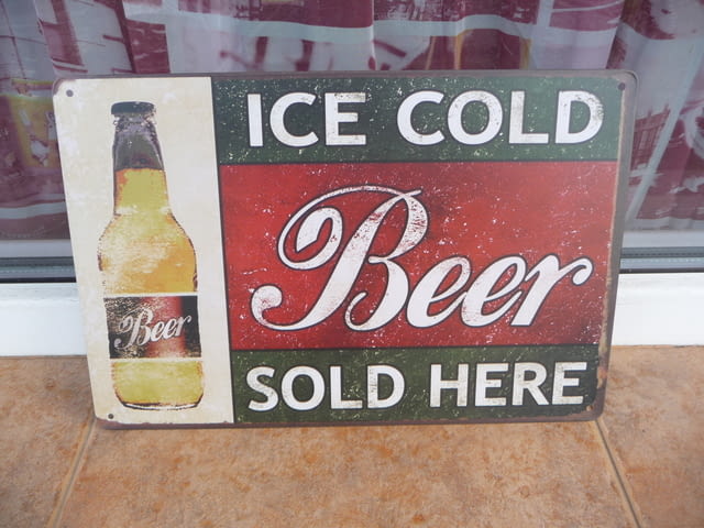 Метална табела леденостудена бира бутилка beer ice cold sold here - снимка 1