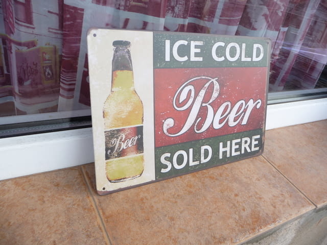 Метална табела леденостудена бира бутилка beer ice cold sold here - снимка 2