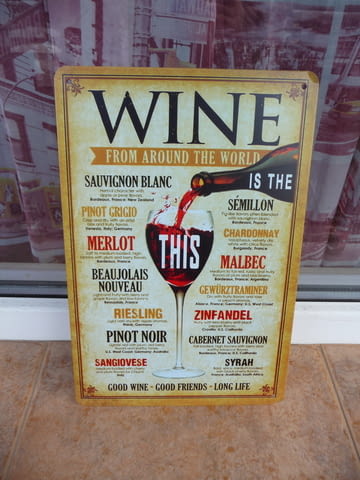 Метална табела Wine Вино от цял свят червено бяло сухо чаша, град Радомир - снимка 1