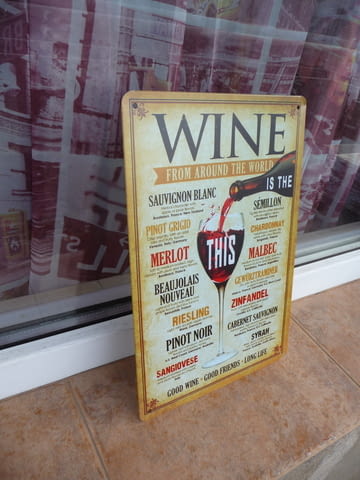 Метална табела Wine Вино от цял свят червено бяло сухо чаша, град Радомир - снимка 2