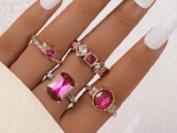 Сет шикозни пръстени в Розово