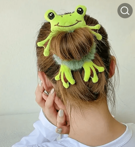 Плюшена жабка ластик за коса