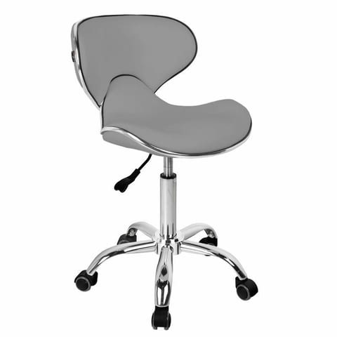 Козметичен стол - табуретка с облегалка Gabbiano Q-4599 78/93 см - бяла/черна/сива - снимка 1