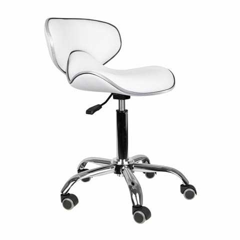 Козметичен стол - табуретка с облегалка Gabbiano Q-4599 78/93 см - бяла/черна/сива - снимка 2