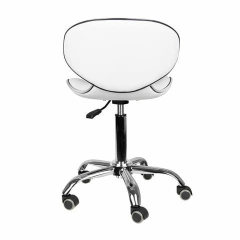 Козметичен стол - табуретка с облегалка Gabbiano Q-4599 78/93 см - бяла/черна/сива - снимка 3