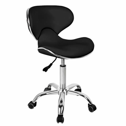 Козметичен стол - табуретка с облегалка Gabbiano Q-4599 78/93 см - бяла/черна/сива - снимка 5