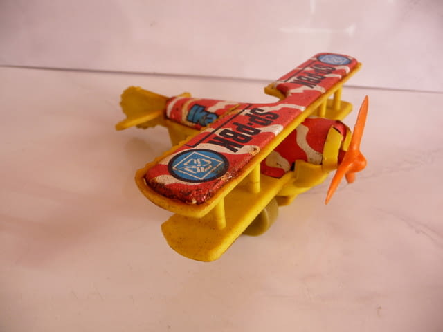 Ikar 7 стара играчка самолетче SP-PBK самолет крила перка Жълт полет в небето - снимка 2
