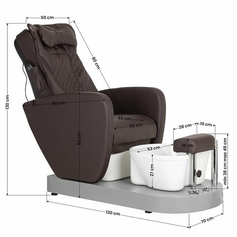 Стол за педикюр Azzurro 016C - кафява/черна с хидромасаж и масаж на гърбъ - снимка 4