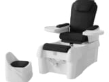Стол за спа педикюр/маникюр/масаж + табуретка Omega - бял/черен