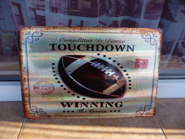 Метална табела топка американски футбол тъчдаун спорт игра победа - снимка 1