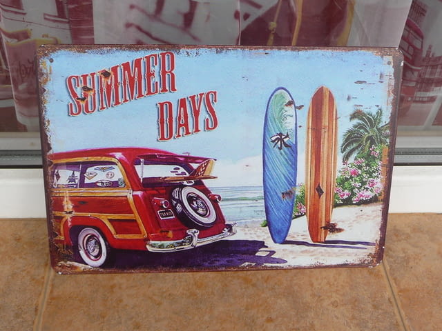 Метална табела кола Summer days плаж сърф къмпинг лято море, град Радомир - снимка 1