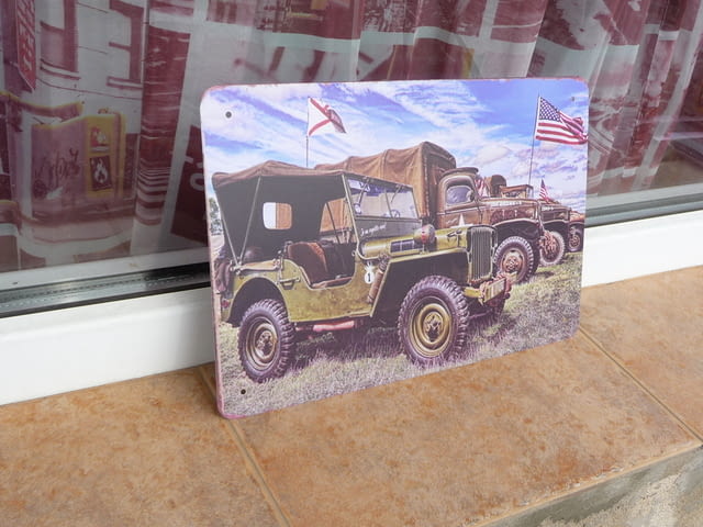 Метална табела кола военен джип камион знаме война войници, град Радомир | Картини - снимка 2