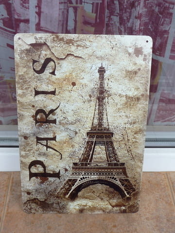 Метална табела Париж Айфеловата кула ретро метал символ, град Радомир | Картини - снимка 1