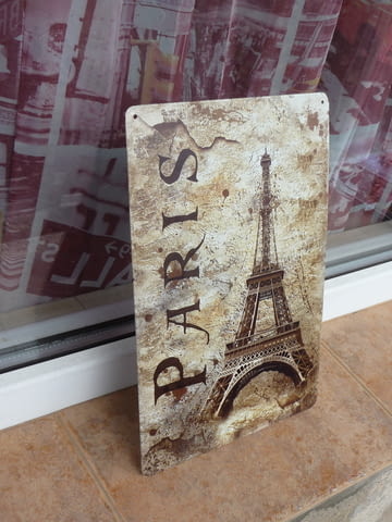 Метална табела Париж Айфеловата кула ретро метал символ, град Радомир | Картини - снимка 2