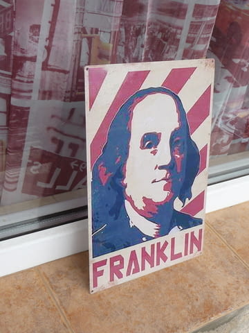 Метална табела разни Бенджамин Франклин президент САЩ долар, град Радомир - снимка 2