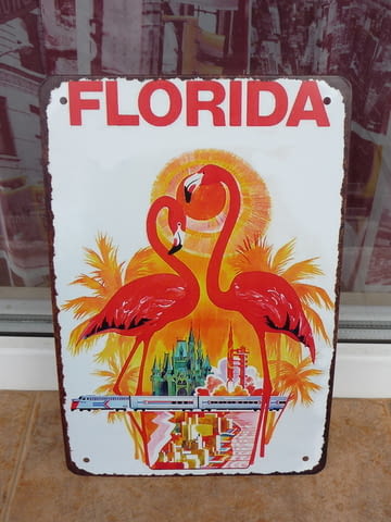 Метална табела Florida Флорида фламинго влакове палми плаж, city of Radomir - снимка 1