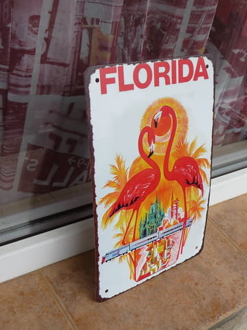 Метална табела Florida Флорида фламинго влакове палми плаж, град Радомир | Картини - снимка 2