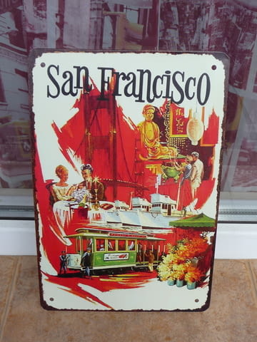 Метална табела Сан Франциско трамвай кораб ресторант Фриско, град Радомир - снимка 1