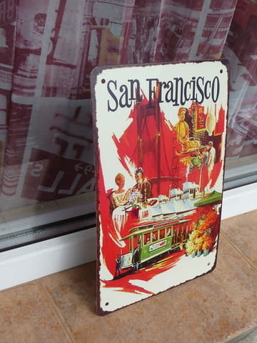 Метална табела Сан Франциско трамвай кораб ресторант Фриско, град Радомир - снимка 2