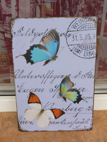 Метална табела пеперуди цветни летят животни свят въздух, city of Radomir - снимка 1