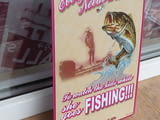 Метална табела риболов рибар риби хоби въдица кука влакно