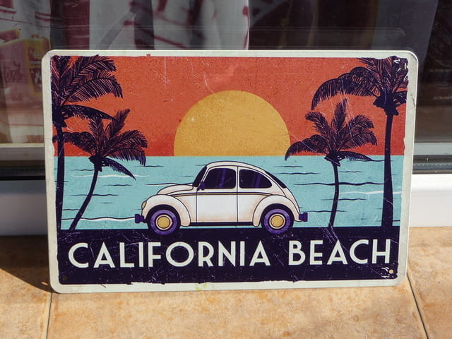 Метална табела кола Volkswagen Калифорния плаж изгрев залез, град Радомир - снимка 1