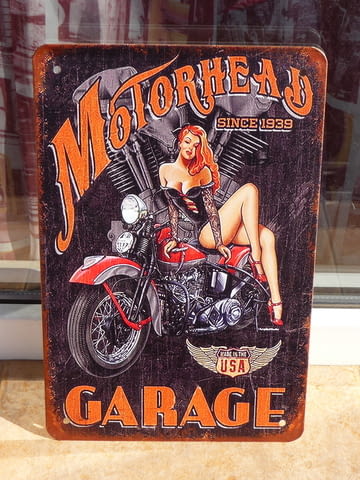 Метална табела мотор гараж мотори мотоциклети еротика 1939, град Радомир | Рекламни Материали - снимка 1