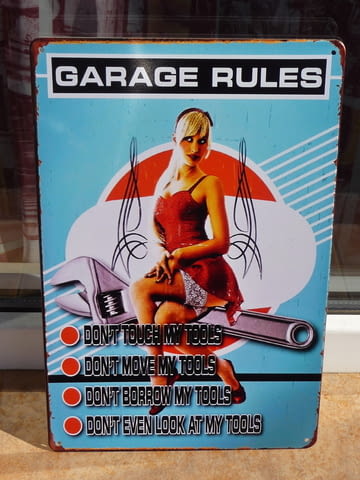 Метална табела кола Правила на гаража не пипай мести еротика, city of Radomir - снимка 1