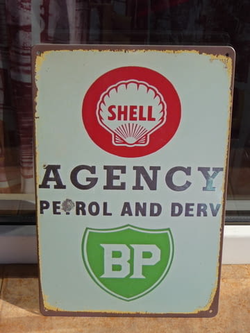 Метална табела кола Shell BP бензин дизел моторно масло Шел, град Радомир - снимка 1