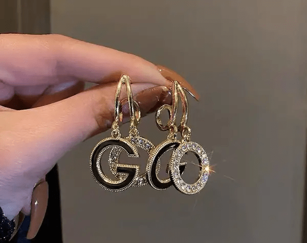 Луксозни двойни обици-халки Букви - град Берковица | Обеци - снимка 2