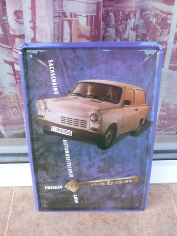 Метална табела кола Трабант Trabant DDR ГДР класика картон, city of Radomir - снимка 1