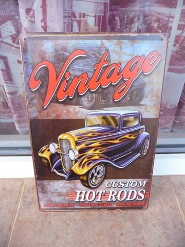 Метална табела кола Vintage Custom Hot rods тунинг мания ретро - снимка 1