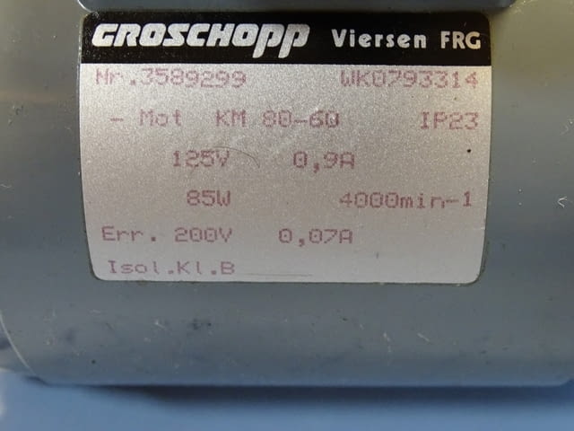 Ел. двигател Groschopp KM 80-60 electric motor 85W 125V, city of Plovdiv | Industrial Equipment - снимка 2