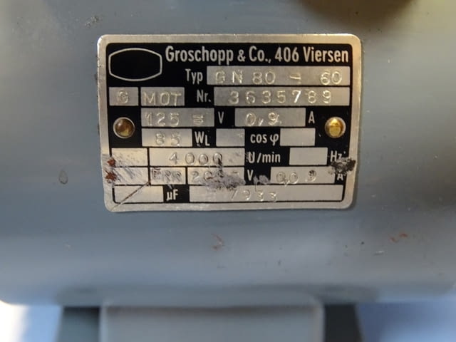 Ел. двигател Groschopp& Co GN 80-60 electric motor 85W 125V, град Пловдив - снимка 3