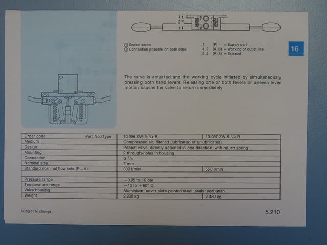Пневматичен разпределител Festo 10096 ZW-3-1/4 B two handed valve - снимка 8