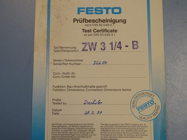 Пневматичен разпределител Festo 10096 ZW-3-1/4 B two handed valve - снимка 9