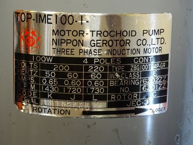 Мотор-помпа NIPPON GEROTOR Motor-Trochoid Pump TOP-IME 100.1. 200VAC - снимка 5