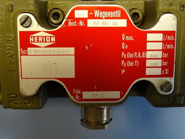 Хидравличен разпределител HERION S10G01G033011 directional operated valve 24VDC - снимка 2