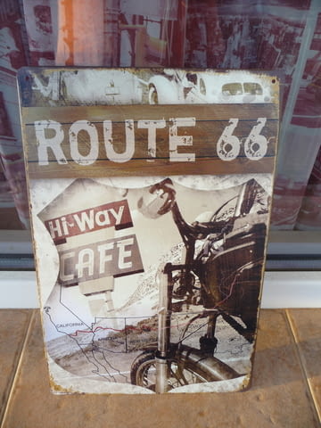 Метална табела мотор Route 66 cafe кафе по пътя хоризонт път, град Радомир - снимка 1