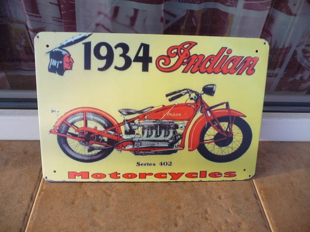 Метална табела мотор Indian 1934 series 402 Motorcycles ретро стара машина - снимка 1