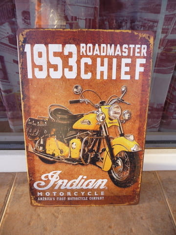 Метална табела мотор Indian Индиан Roadmaster Chief 1953 мотоциклет - снимка 1