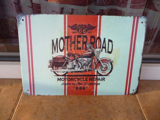 Метална табела мотор Mother road Каране на мотоциклети пътя магистарали - снимка 1