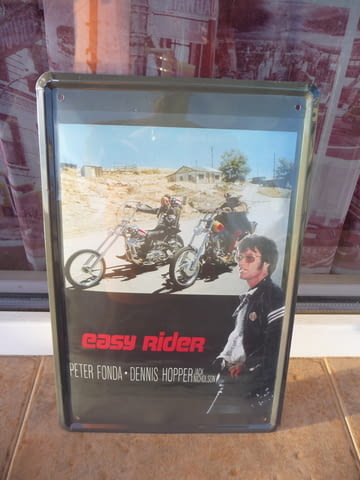 Метална табела мотор рокери филм Easy Rider волни ездачи кино афиш - снимка 1