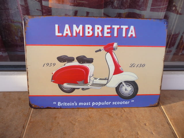 Метална табела мотор скутер мотопед Lambretta за градско ретро моторче 1959 li 150 - снимка 1
